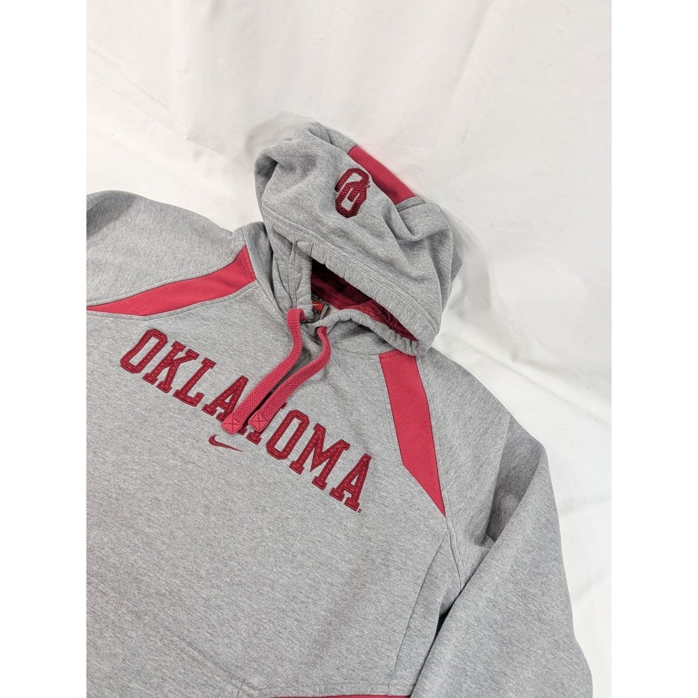 Distressed VTG Nike Team Oklahoma Sooners Hoodie Center Swoosh Mens Medium Heavy
